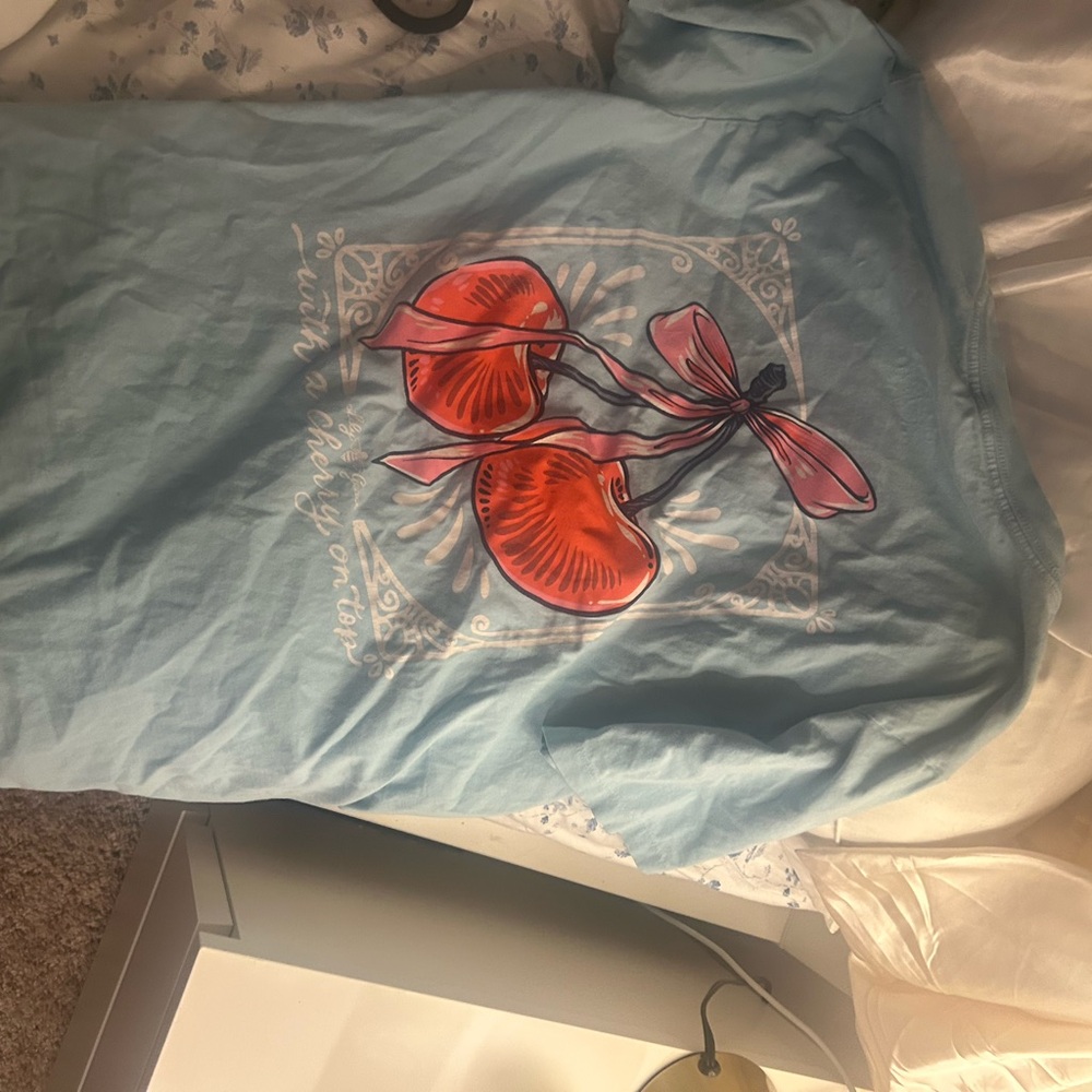 Light Blue T-Shirt with Red cherry’s Graphic